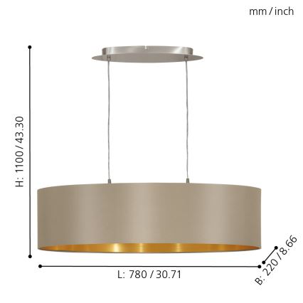Eglo 31613 - Kattokruunu narulla MASERLO 2xE27/60W/230V