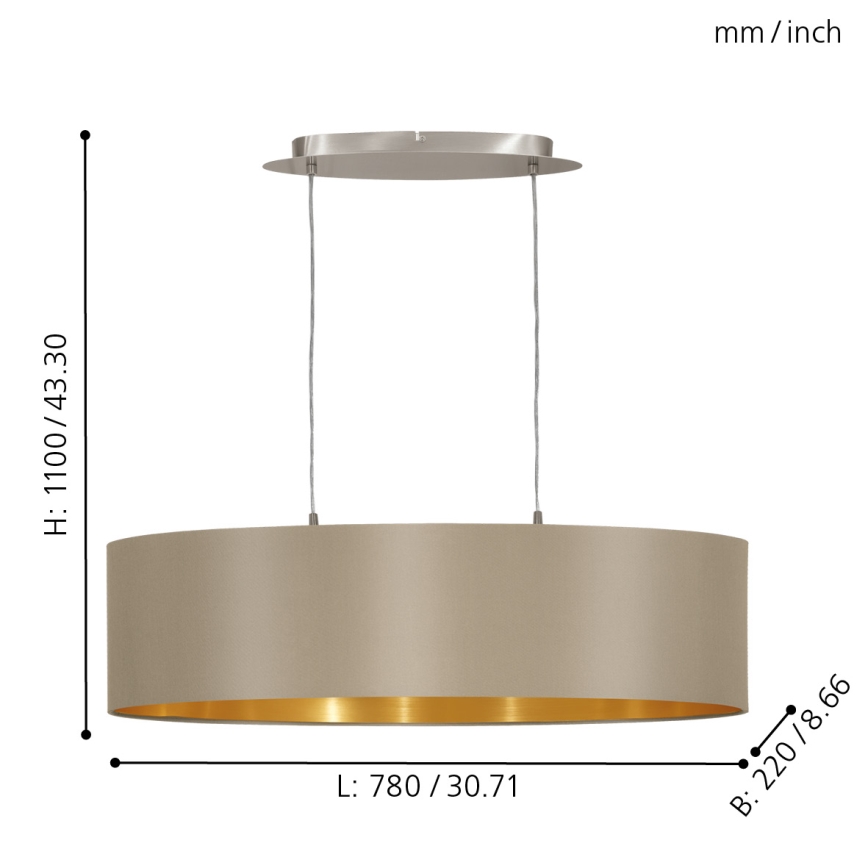 Eglo 31613 - Kattokruunu narulla MASERLO 2xE27/60W/230V