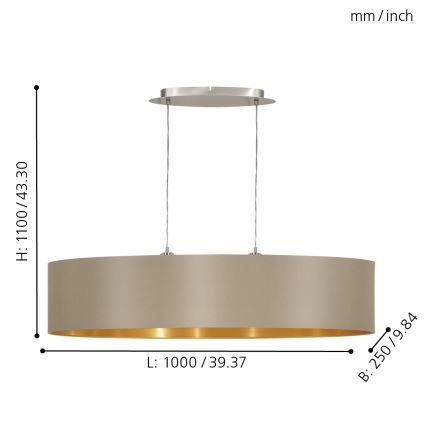 Eglo 31618 - Kattokruunu narulla MASERLO 2xE27/60W/230V