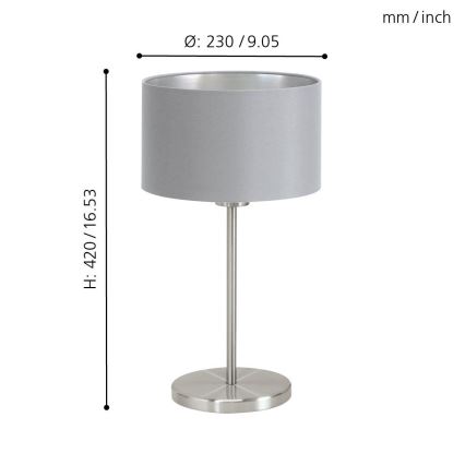Eglo 31628 - Pöytävalaisin  MASERLO 1xE27/60W/230V
