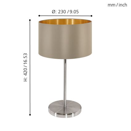 Eglo 31629 - Pöytävalaisin MASERLO 1xE27/60W/230V