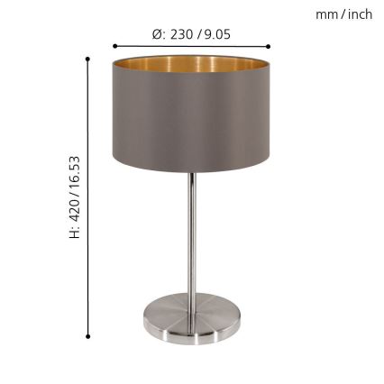 Eglo 31631 - Pöytävalaisin  MASERLO 1xE27/60W/230V