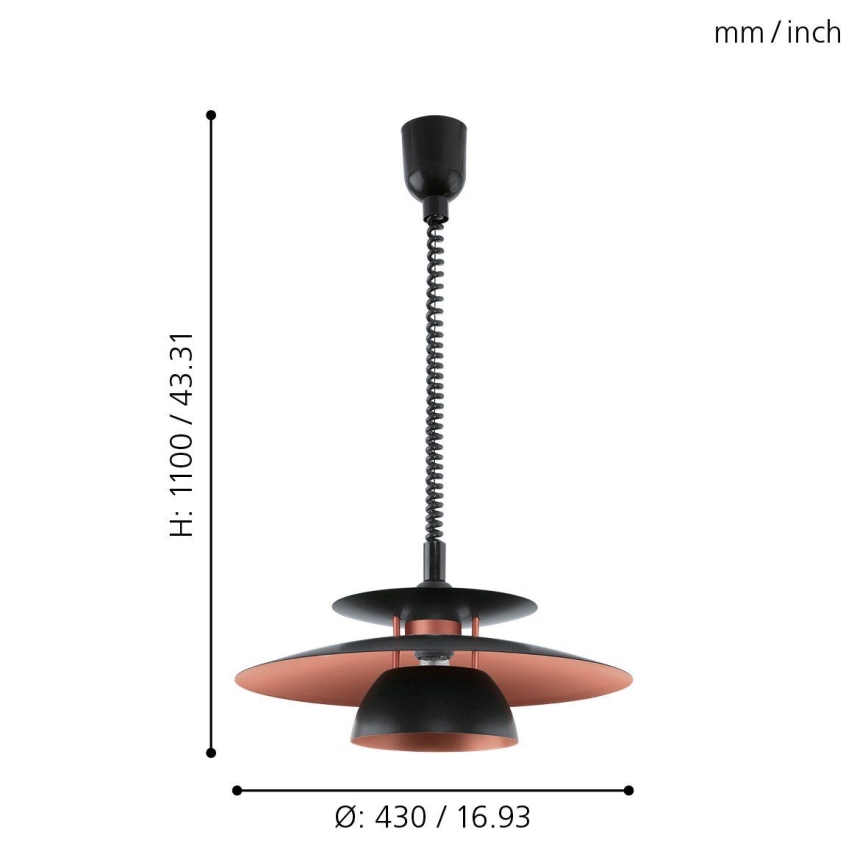Eglo 31666 - Alas vedettävä kattokruunu BRENDA 1xE27/60W/230V