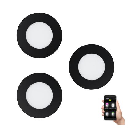Eglo 31743 - SETTI 3x LED Himmennettävä upotettu kylpyhuonevalaisin FUEVA-Z 1xLED/2,8W/230V 2700-6500 IP44 musta