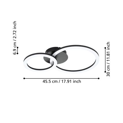 Eglo 31772 - Himmennettävä LED-kattovalaisin PARRAPOS-Z LED/15W/230V 3000-6500K musta