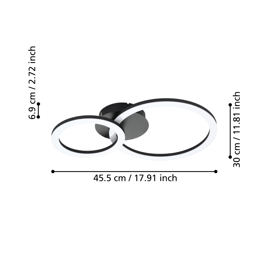 Eglo 31772 - Himmennettävä LED-kattovalaisin PARRAPOS-Z LED/15W/230V 3000-6500K musta