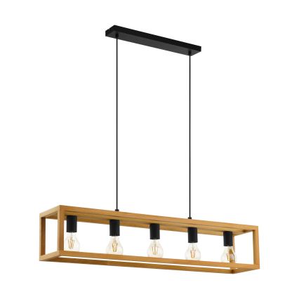 Eglo 32143 - Riippuvalaisin vaijerilla BLACKCROWN 5xE27/40W/230V ruskea