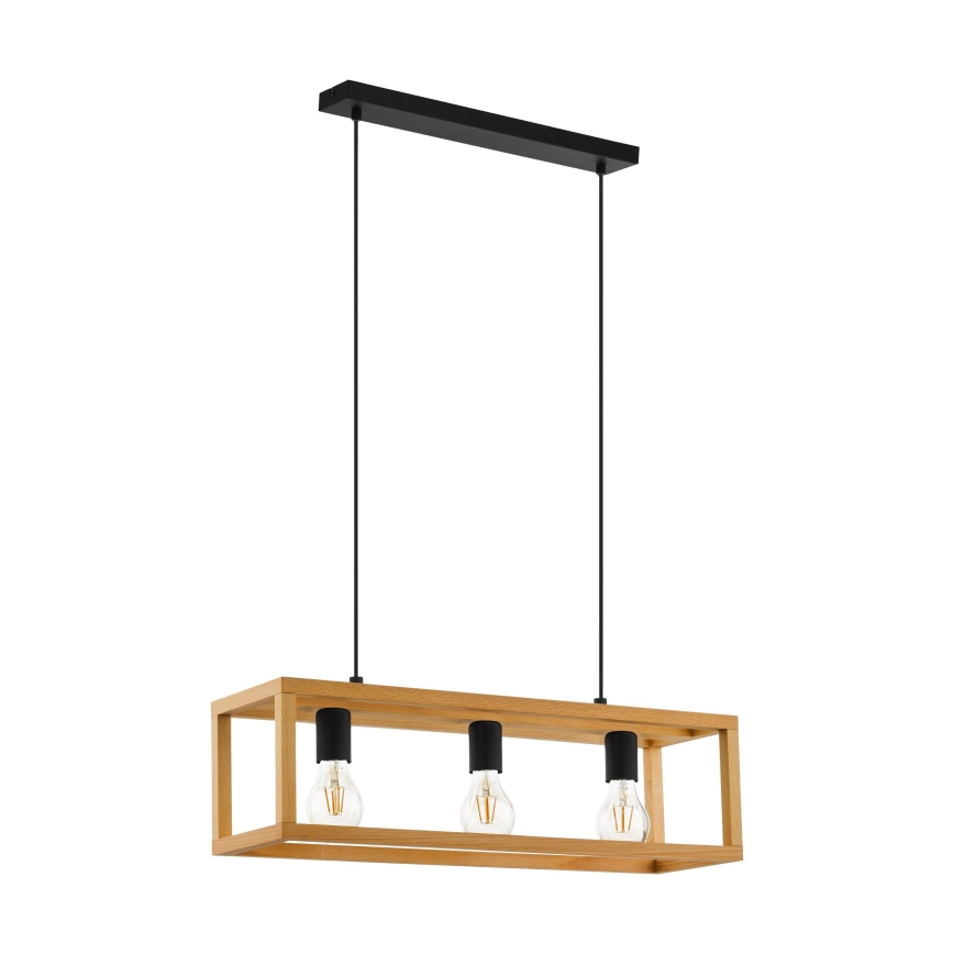 Eglo 32144 - Vaijerikiinnitteinen riippuvalaisin BLACKCROWN 3xE27/40W/230V ruskea