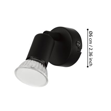 Eglo - LED-seinävalaisin 1xGU10/2,8W/230V 3000K musta