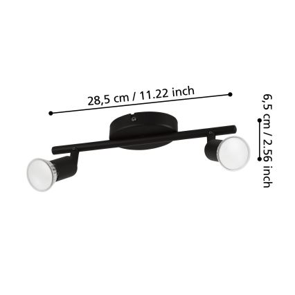 Eglo - LED-kohdevalaisin 2xGU10/2,8W/230V 3000K musta