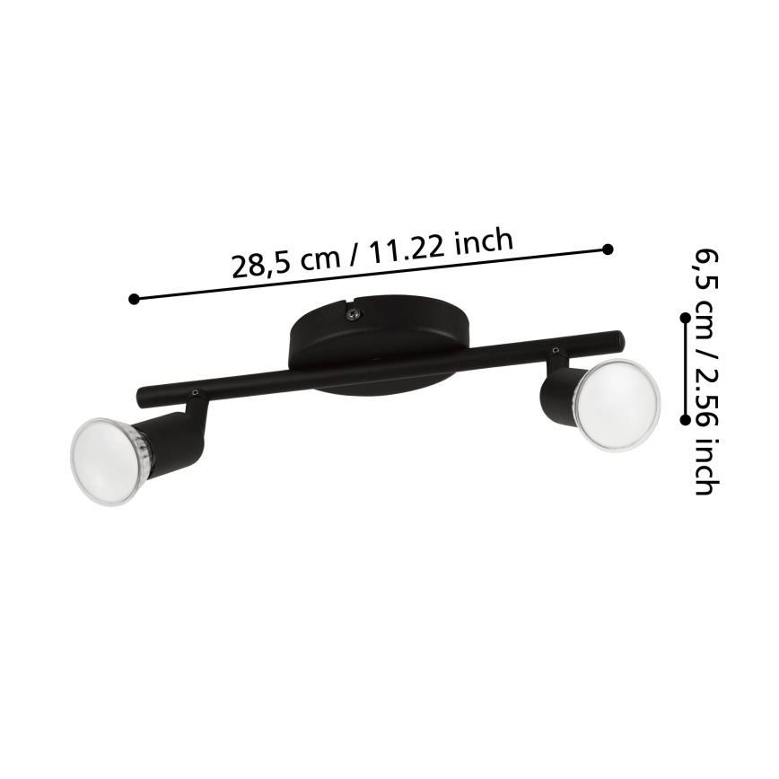 Eglo - LED-kohdevalaisin 2xGU10/2,8W/230V 3000K musta