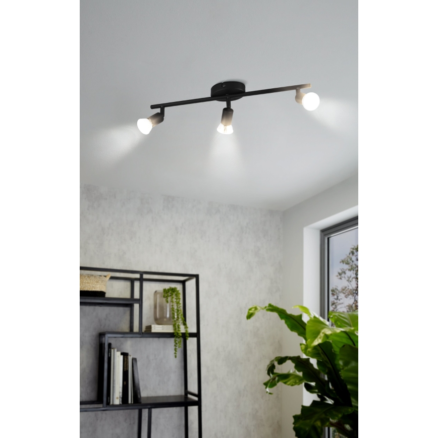 Eglo - LED-kohdevalaisin 3xGU10/2,8W/230V 3000K musta