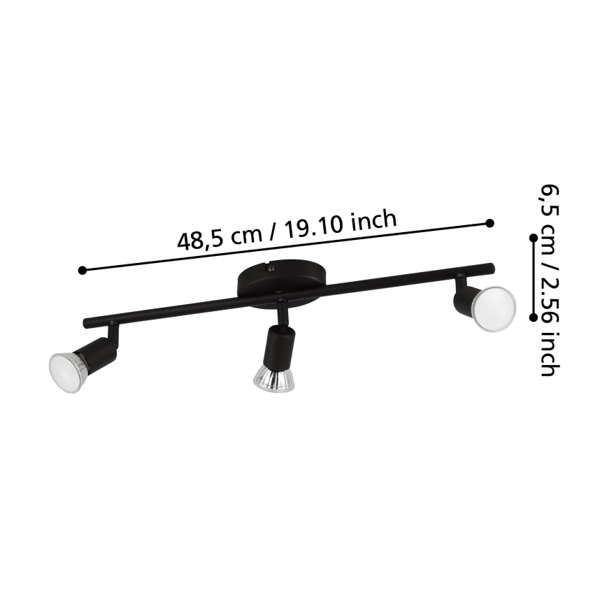 Eglo - LED-kohdevalaisin 3xGU10/2,8W/230V 3000K musta
