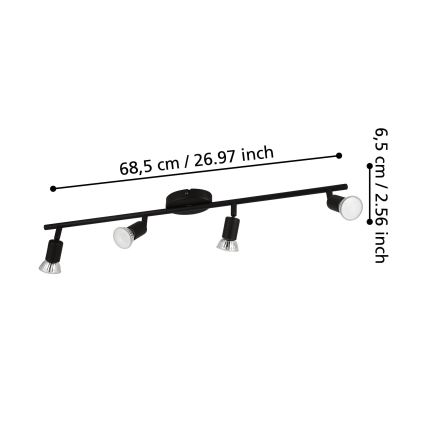 Eglo - LED-kohdevalaisin 4xGU10/2,8W/230V 3000K musta