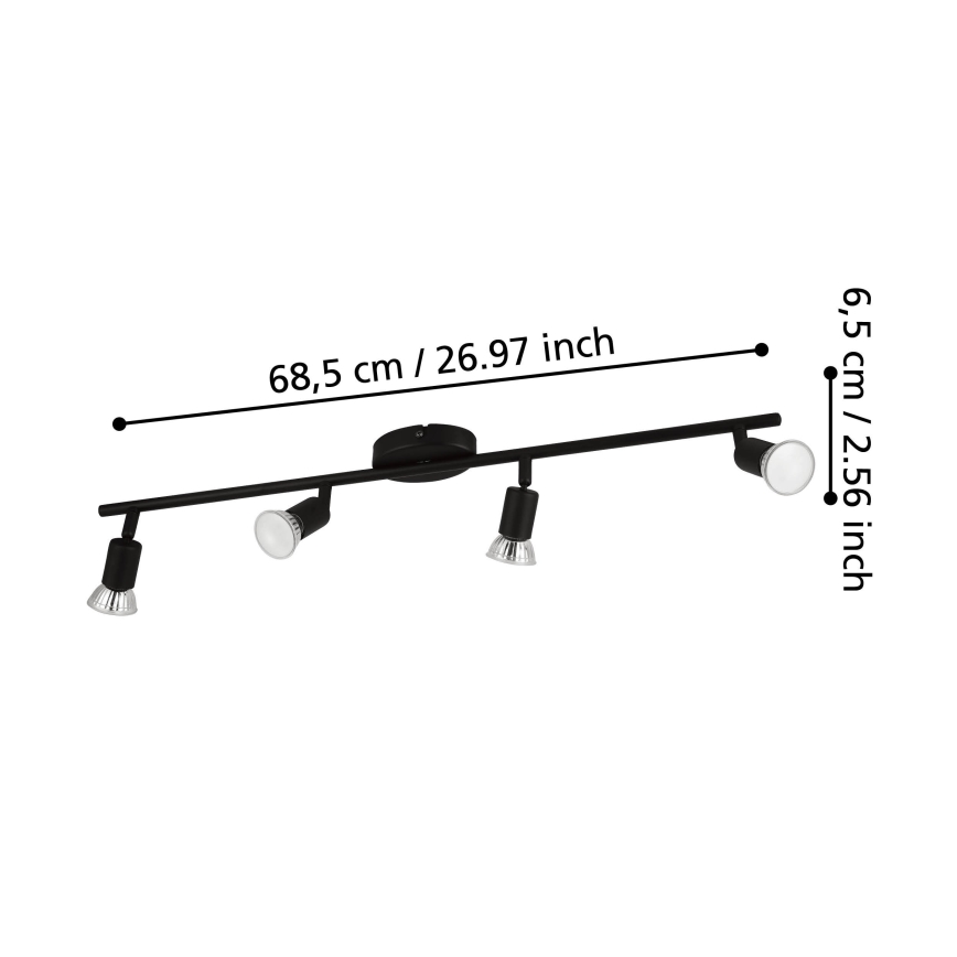 Eglo - LED-kohdevalaisin 4xGU10/2,8W/230V 3000K musta