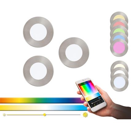 Eglo - SETTI 3x LED RGB Himmennettävä riippuva kattovalaisin FUEVA-C 1xLED/3W/230V