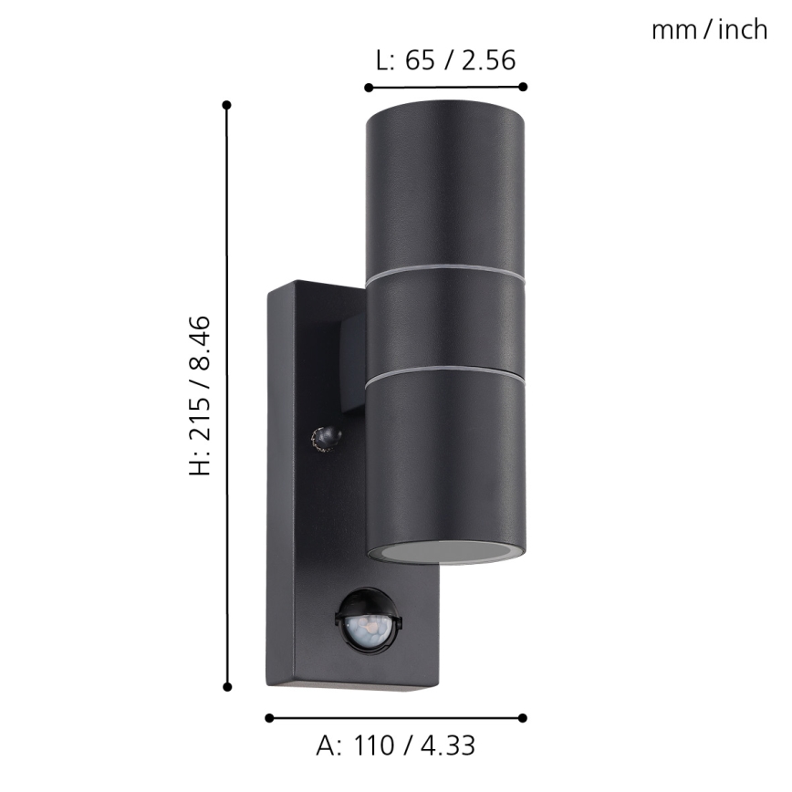 Eglo - LED Ulkovalo anturilla 2xGU10/3W/230V IP44