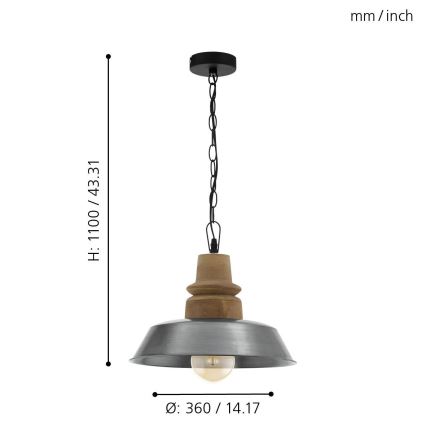 Eglo 33024 - Kattokruunu ketjussa RIDDLECOMBE 1xE27/60W/230V
