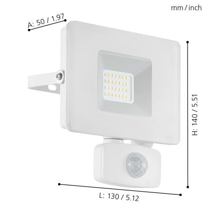 Eglo 33157 - LED-valonheitin anturilla FAEDO 3 LED/20W/230V IP44