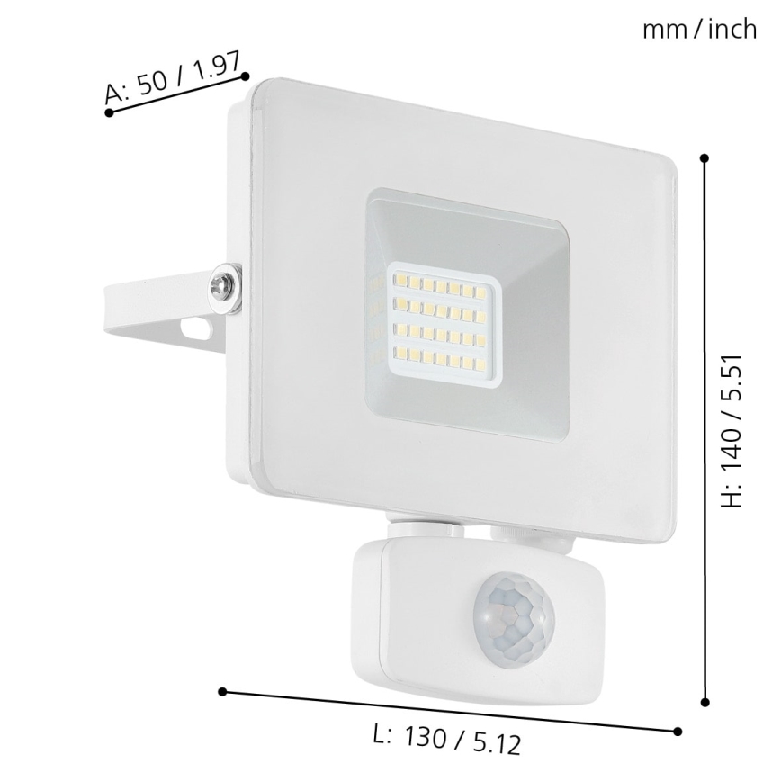 Eglo 33157 - LED-valonheitin anturilla FAEDO 3 LED/20W/230V IP44