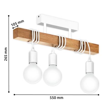Eglo 33166 - Kiinteä kattokruunu TOWNSHEND 3xE27/60W/230V