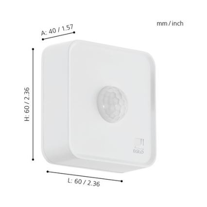 Eglo 33236 - Ulkoliikennetunnistin CONNECT SENSOR 12 m valkoinen IP44