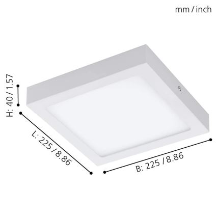 Eglo 33316 - LED RGBW himmennettävä kattovalaisin FUEVA-C LED/15,6W/230V 2700-6500K 22,5x22,5 cm valkoinen