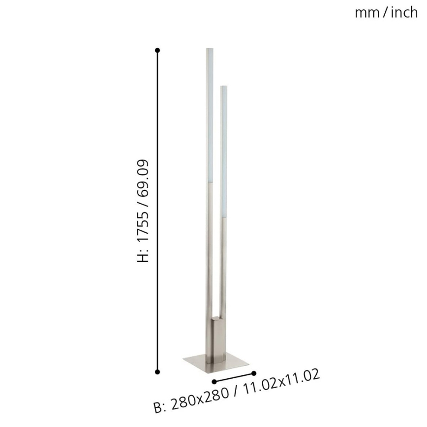 Eglo 33323 - LED RGBW Himmennettävä lattiavalaisin FRAIOLI-C 2xLED/17W/230V 2700-6500K mattakromi