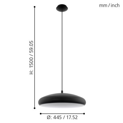 Eglo 33328 - LED RGBW Himmennettävä kattokruunu johdossa RIODEVA-C LED/27W/230V 2700-6500K musta