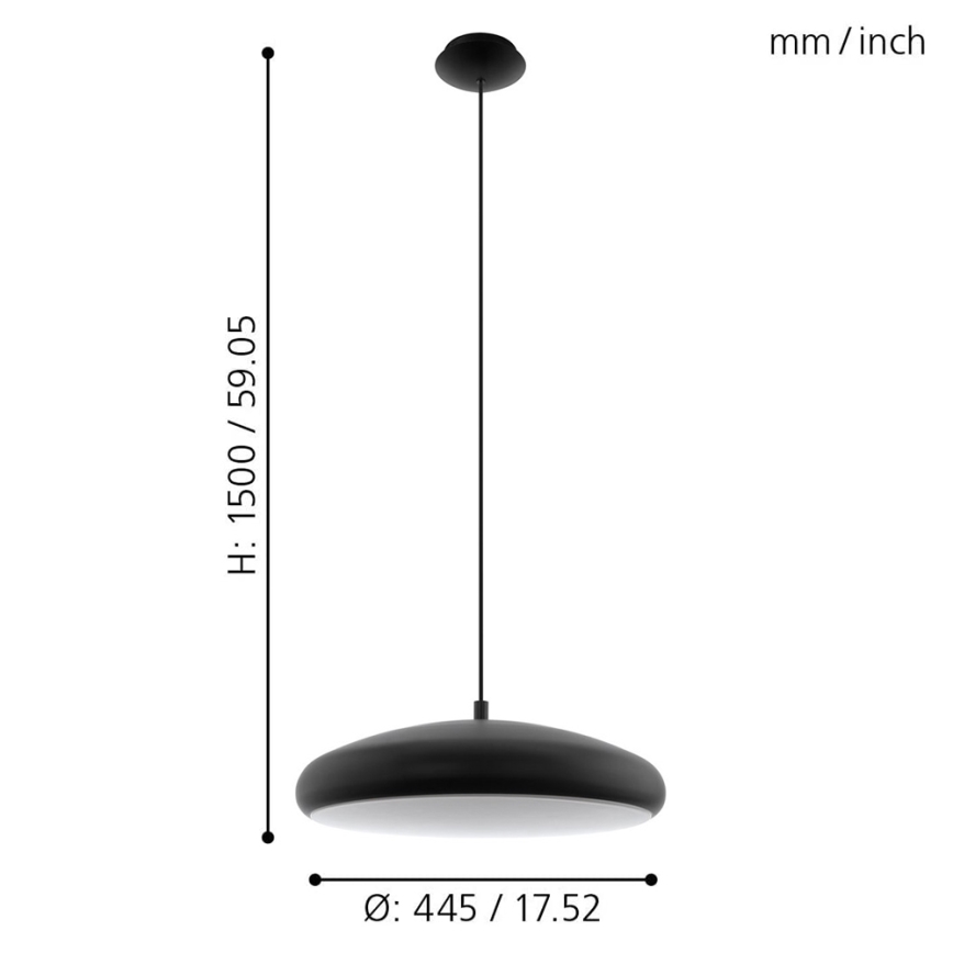 Eglo 33328 - LED RGBW Himmennettävä kattokruunu johdossa RIODEVA-C LED/27W/230V 2700-6500K musta