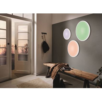 Eglo 33341 - himmennettävä LED RGBW -kattovalaisin SARSINA-C, LED/16W/230V, 2700–6500K, halkaisija 30 cm + kauko-ohjain