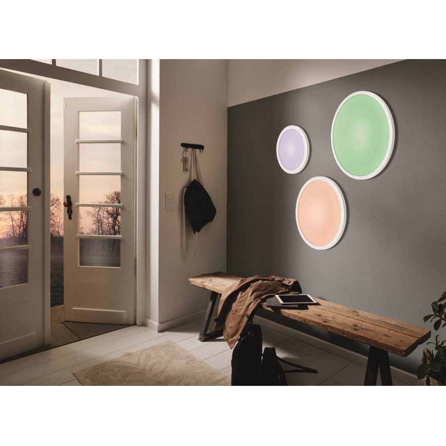 Eglo 33341 - himmennettävä LED RGBW -kattovalaisin SARSINA-C, LED/16W/230V, 2700–6500K, halkaisija 30 cm + kauko-ohjain