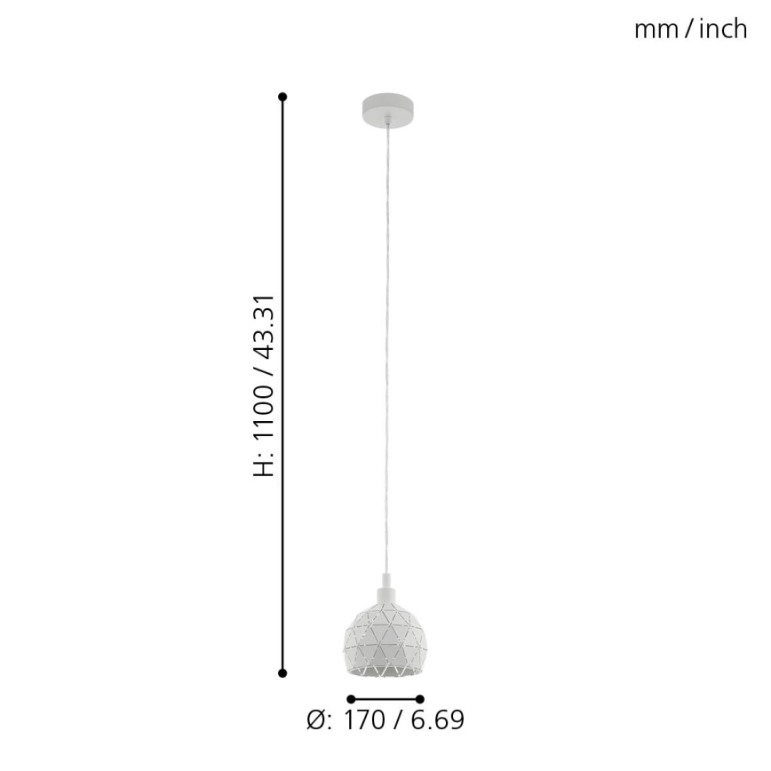 Eglo 33344 - Kattokruunu narulla ROCCAFORTE 1xE14/40W/230V