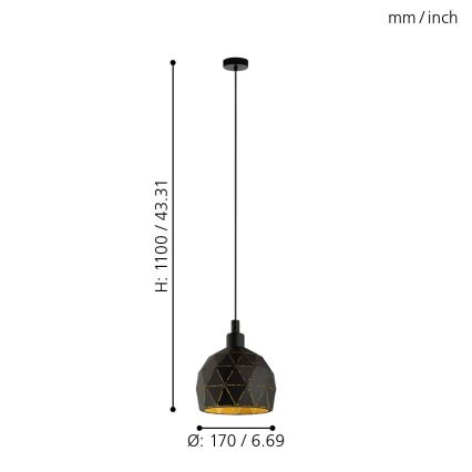 Eglo 33345 - Kattokruunu narulla ROCCAFORTE 1xE14/40W/230V