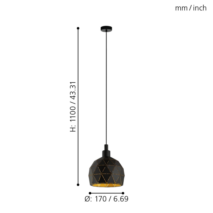 Eglo 33345 - Kattokruunu narulla ROCCAFORTE 1xE14/40W/230V