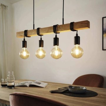 Eglo 33378 - LED-kattokruunu johdossa TOWNSHEND 4xE27/4W/230V 2200K beige/musta