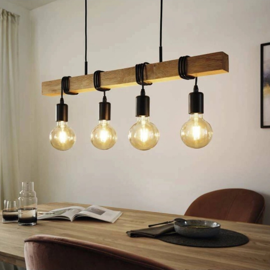 Eglo 33378 - LED-kattokruunu johdossa TOWNSHEND 4xE27/4W/230V 2200K beige/musta
