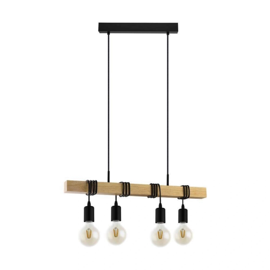Eglo 33378 - LED-kattokruunu johdossa TOWNSHEND 4xE27/4W/230V 2200K beige/musta