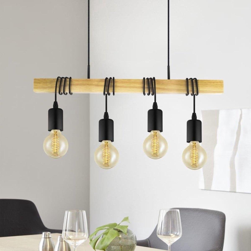 Eglo 33378 - LED-kattokruunu johdossa TOWNSHEND 4xE27/4W/230V 2200K beige/musta
