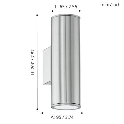 Eglo 33582 - LED RGBW Himmennettävä ulko wall valaistus RIGA 2xGU10/5W/230V IP44