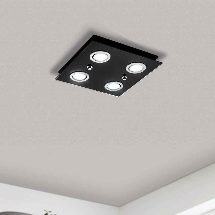 Eglo 33804 - LED-kattovalaisin GRATTINO 4xGU10/2,8W/230V 3000K musta