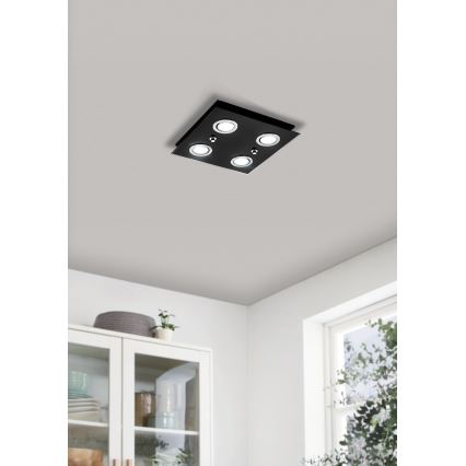 Eglo 33804 - LED-kattovalaisin GRATTINO 4xGU10/2,8W/230V 3000K musta