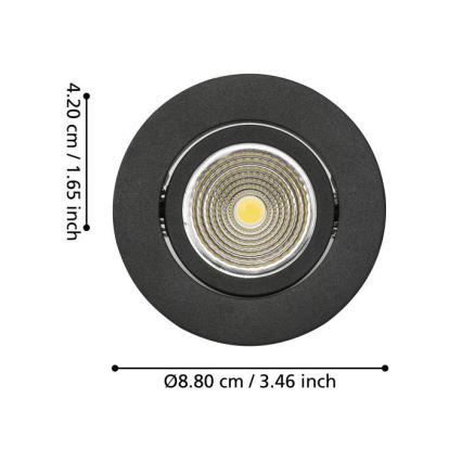 Eglo - LED Himmennettävä upotettava valo/6W/230V musta