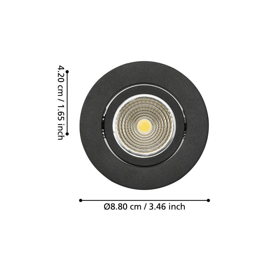 Eglo - LED Himmennettävä upotettava valo/6W/230V musta