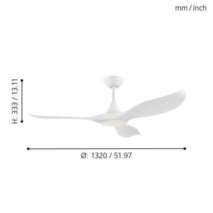Eglo - LED Kattotuuletin LED/15W/230V + kauko-ohjaus