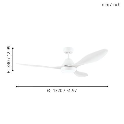 Eglo 35015 - LED Kattotuuletin ANTIBES LED/18W/230V + Kauko-ohjaus