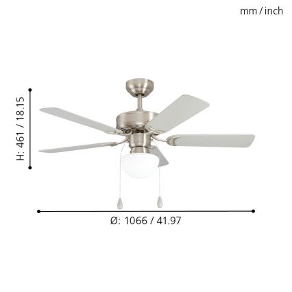 Eglo 35074 - Kattotuuletin CADIZ 1xE27 / 40W / 230V