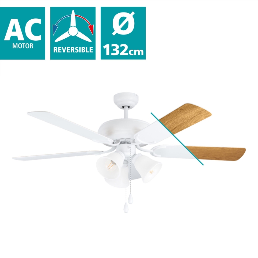 Eglo 35076 - Kattotuuletin LAS PALMAS 3xE27 / 40W / 230V valkoinen