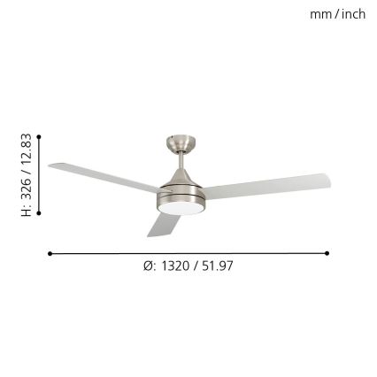Eglo - LED Kattotuuletin LED/20W/230V + kaukosäädin