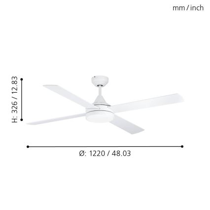 Eglo - LED Kattotuuletin LED/20W/230V 3000/4000/5000K + kauko-ohjaus valkoinen